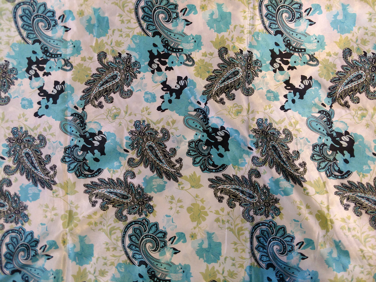WILD RAG PAISLEY 110 Ivory and Turquoise floral Cowboy Wild Rag Western Neck Scarf Bandanna by Double B Wild Rags
