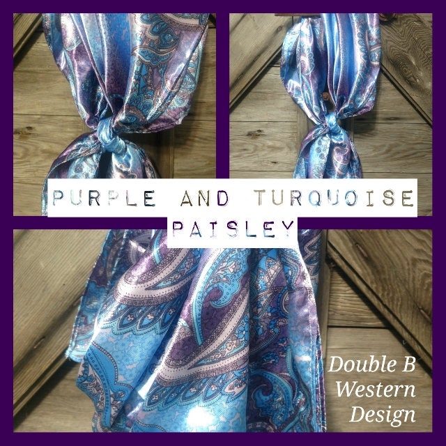 Wild Rag Purple and Turquoise Paisley New Cowboy Western Neck Scarf Bandanna Double B Wild Rags