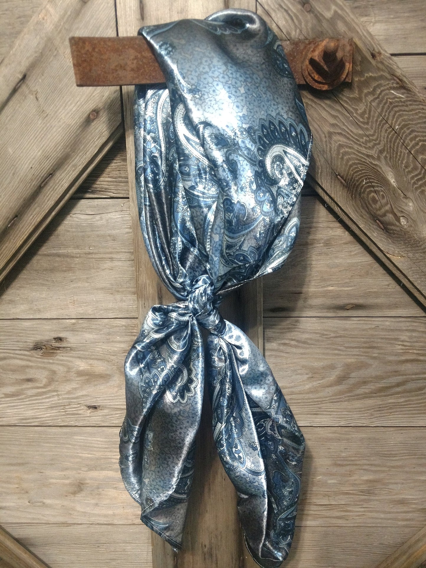 Wild Rag PAISLEY 109 Denim Blue Paisley Cowboy Western Neck Scarf Bandanna by Double B Wild Rags