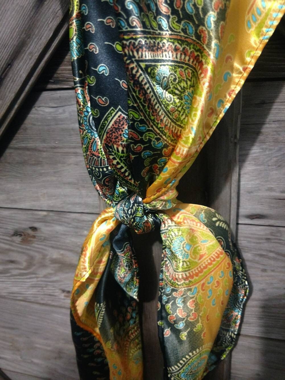 Wild Rag PAISLEY 114 Yellow Ethnic Stripe Cowboy Western Neck Scarf Bandanna by Double B Wild Rags