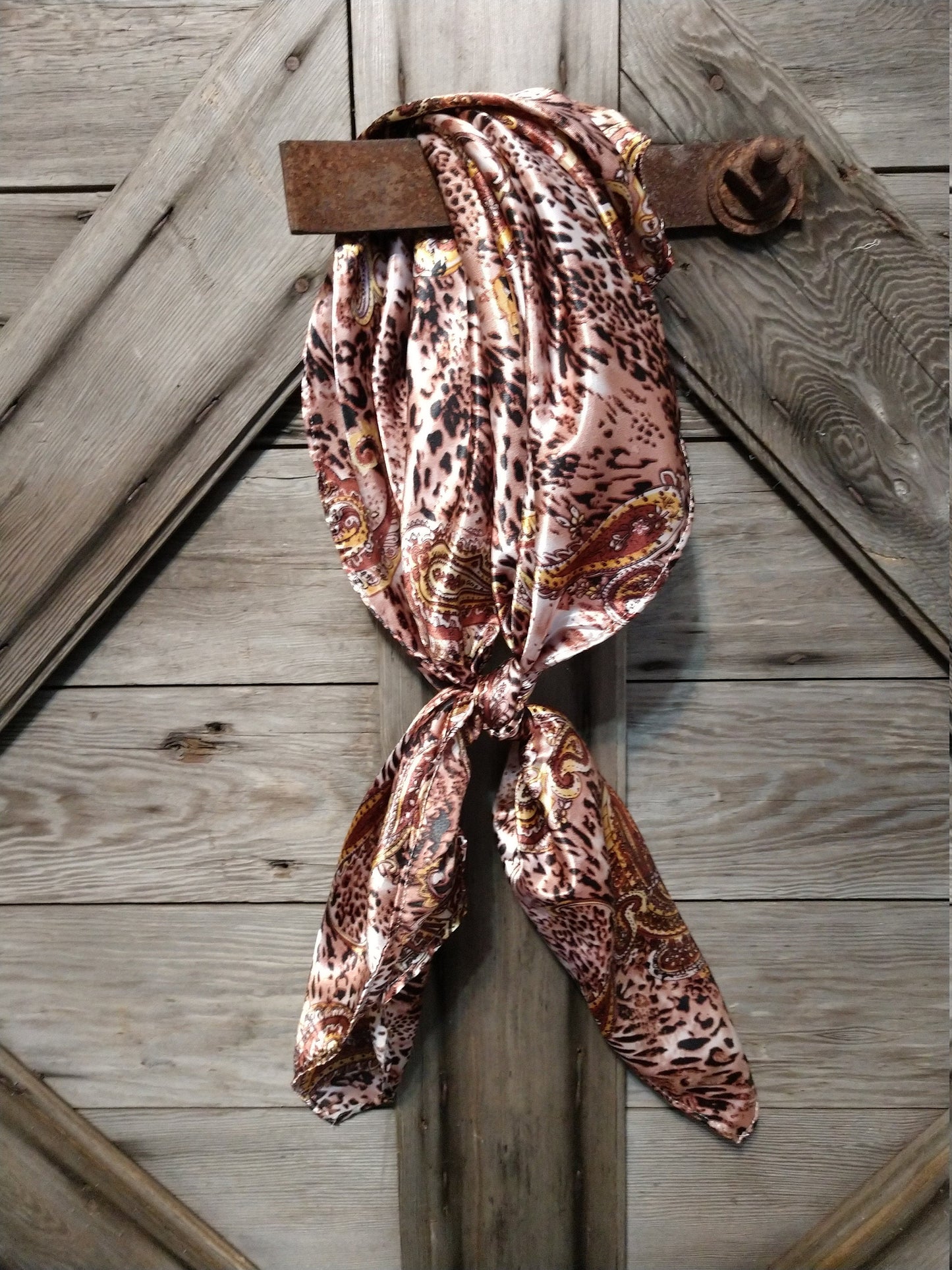 Wild Rag ANIMAL 608 Brown Paisley Cheetah Cowboy Western Neck Scarf Bandanna by Double B Wild Rags