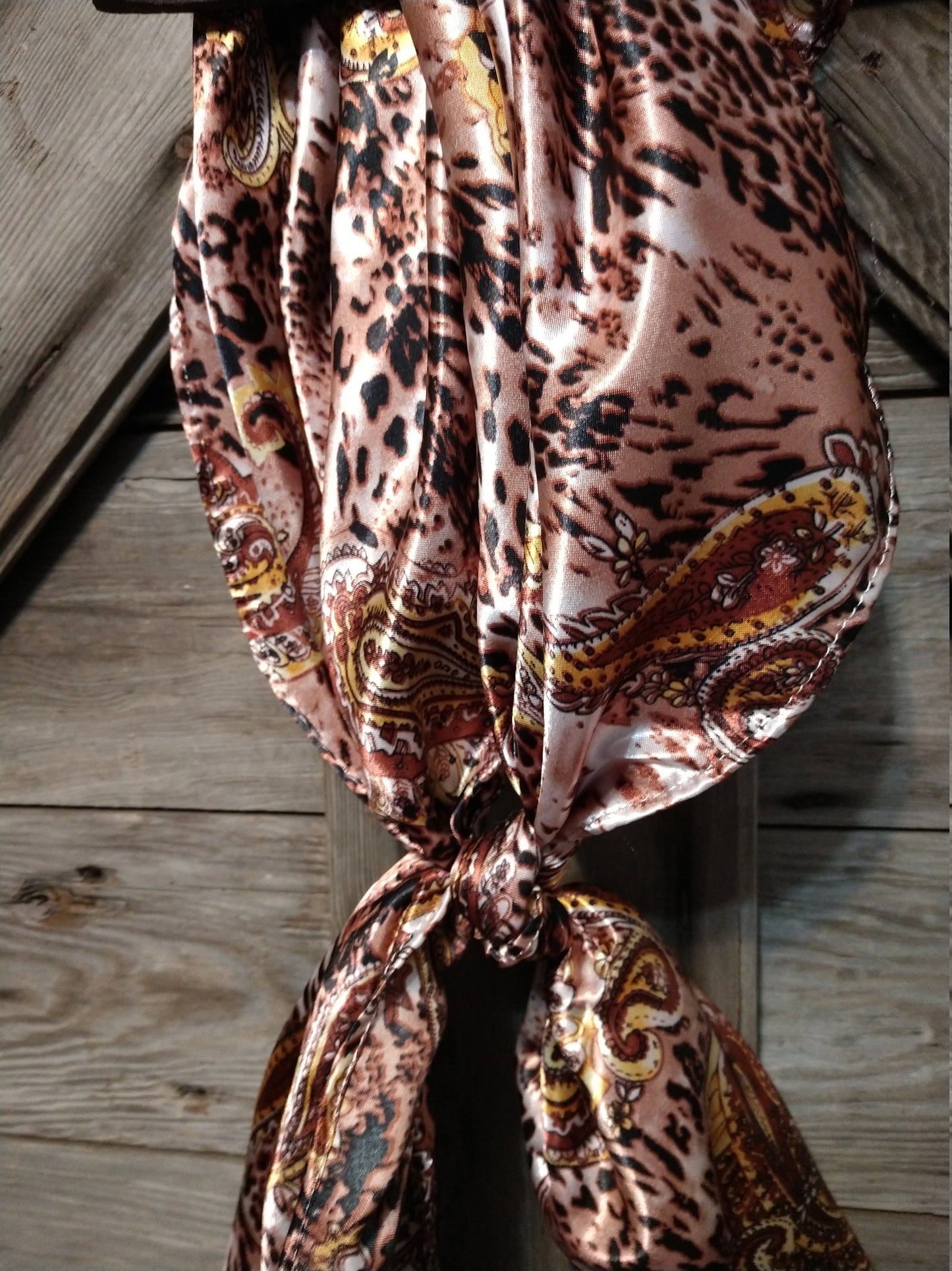 Wild Rag ANIMAL 608 Brown Paisley Cheetah Cowboy Western Neck Scarf Bandanna by Double B Wild Rags