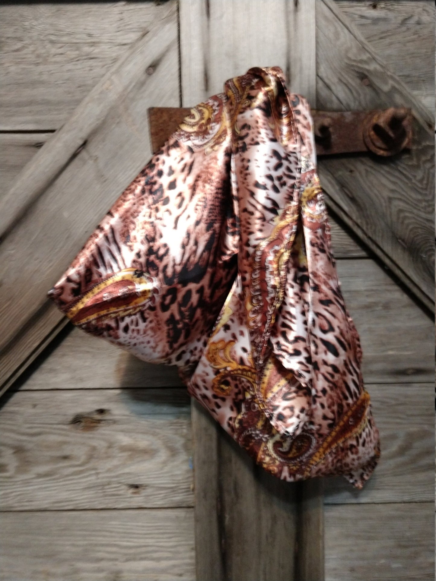 Wild Rag ANIMAL 608 Brown Paisley Cheetah Cowboy Western Neck Scarf Bandanna by Double B Wild Rags