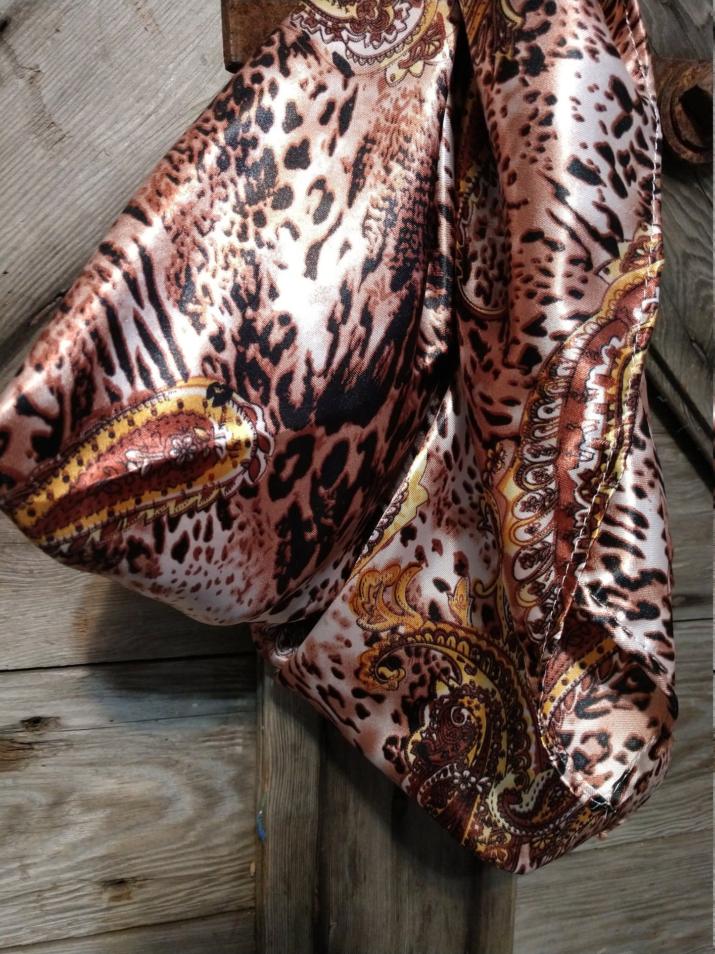 Wild Rag ANIMAL 608 Brown Paisley Cheetah Cowboy Western Neck Scarf Bandanna by Double B Wild Rags