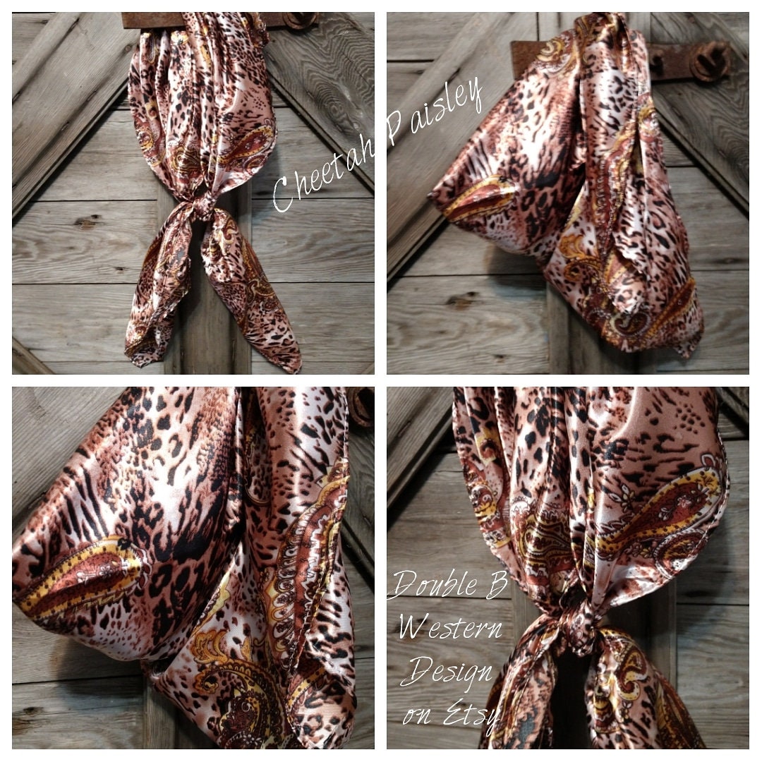 Wild Rag ANIMAL 608 Brown Paisley Cheetah Cowboy Western Neck Scarf Bandanna by Double B Wild Rags