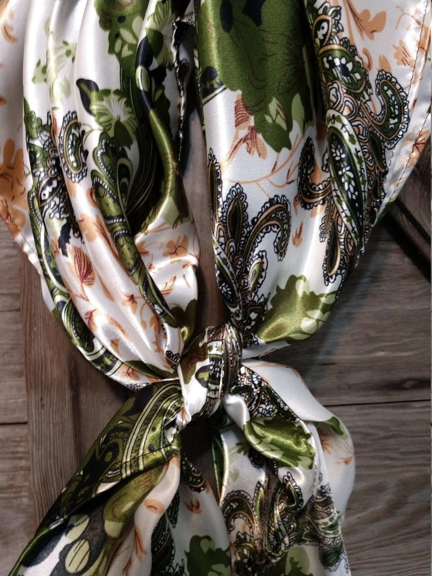 Wild Rag PAISLEY 112 Green Ivory Floral Western Cowboy Neck Scarf Bandanna by Double B Wild Rags