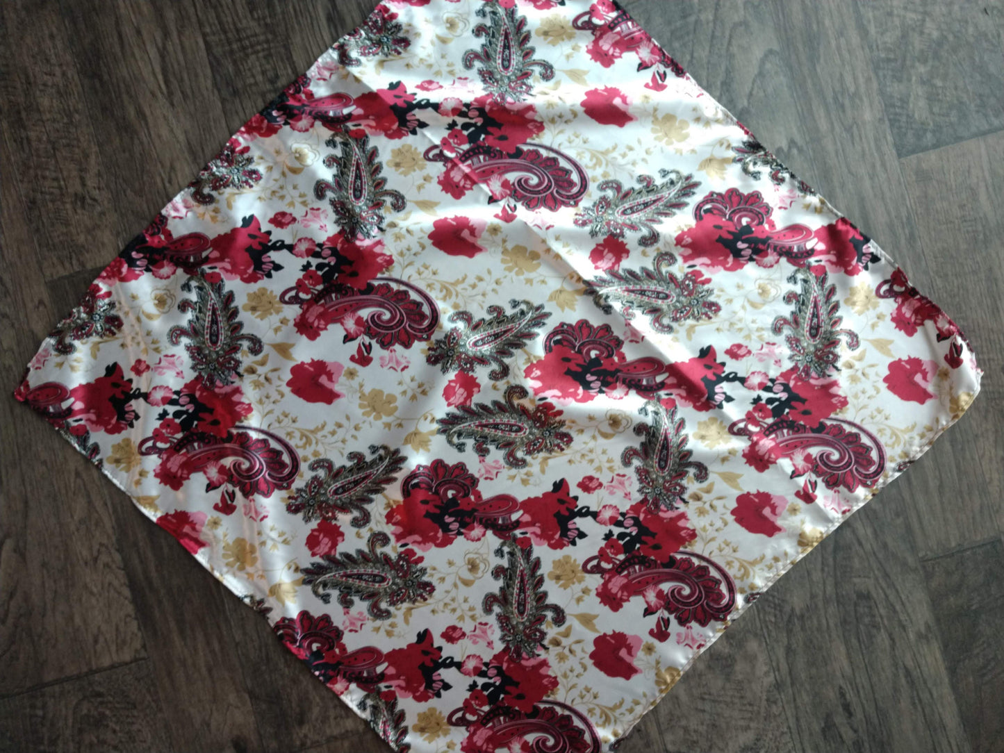 Wild Rag PAISLEY 114 Wine Red and Ivory Floral Cowboy Western Neck Scarf Bandanna by Double B Wild Rags