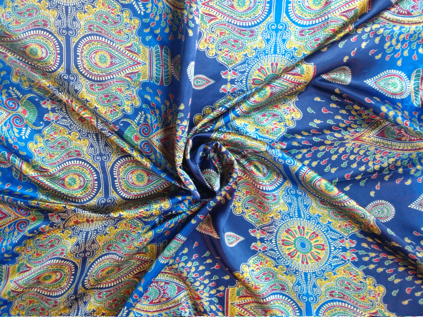 WILD RAG Royal Blue and Gold Ethnic Paisley Print Cowboy Western Neck Scarf Bandanna