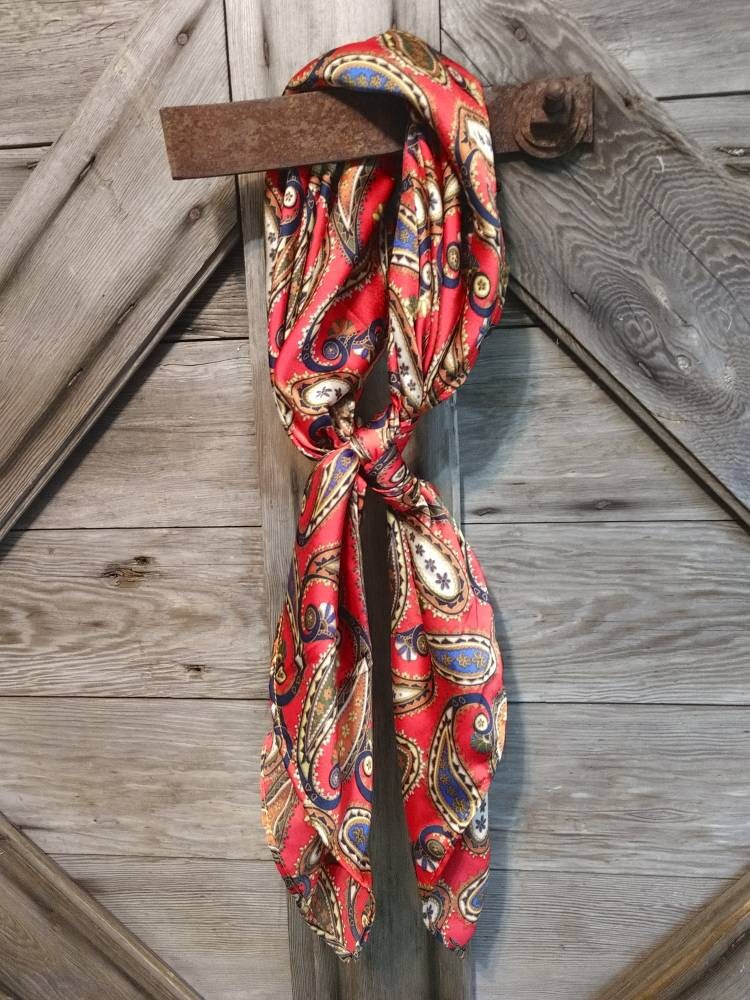Wild Rag Red Tan Navy Blue Cowboy Western Neck Scarf Bandanna by Double B Wild Rags