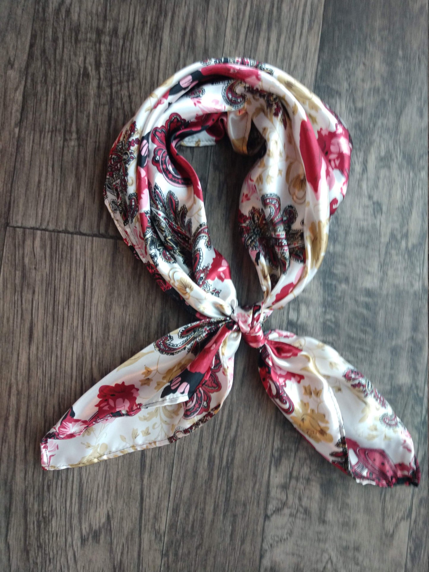 Wild Rag PAISLEY 114 Wine Red and Ivory Floral Cowboy Western Neck Scarf Bandanna by Double B Wild Rags