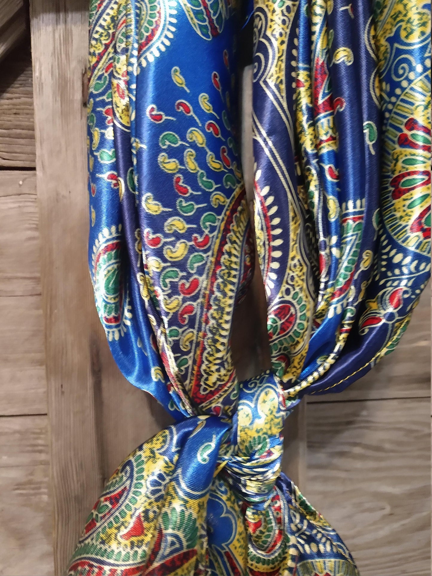 WILD RAG Royal Blue and Gold Ethnic Paisley Print Cowboy Western Neck Scarf Bandanna