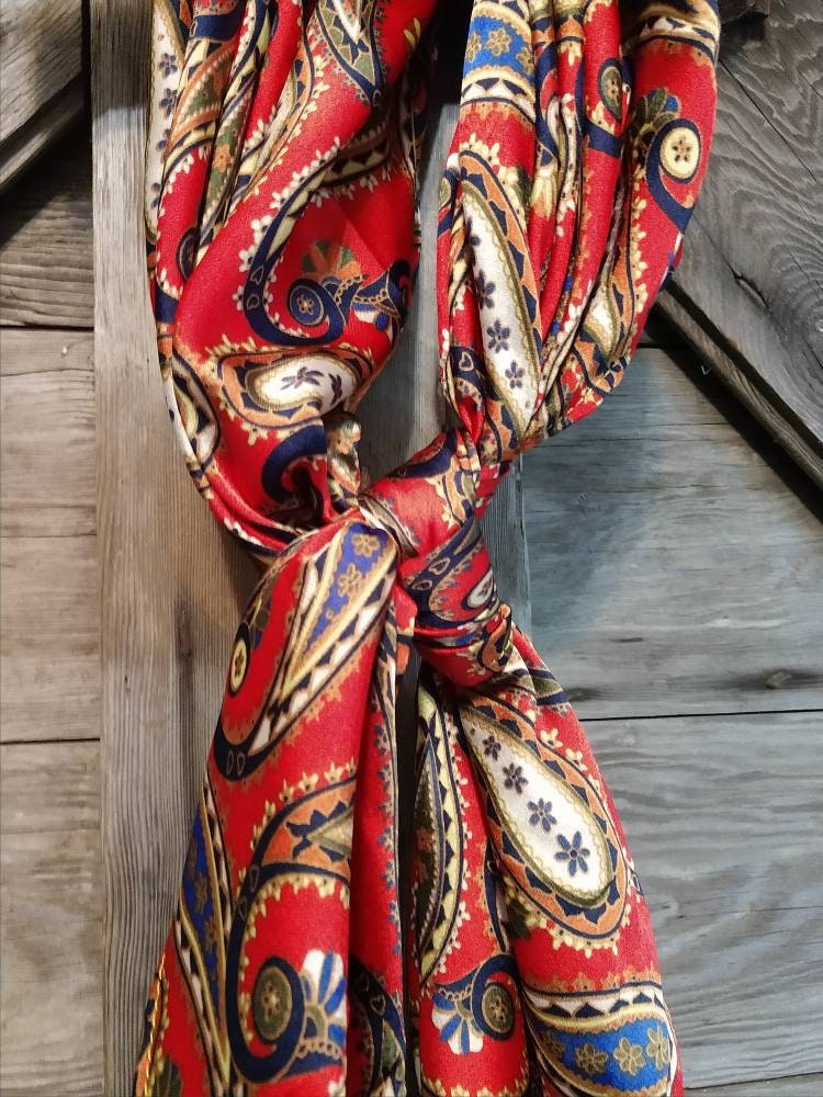 Wild Rag Red Tan Navy Blue Cowboy Western Neck Scarf Bandanna by Double B Wild Rags