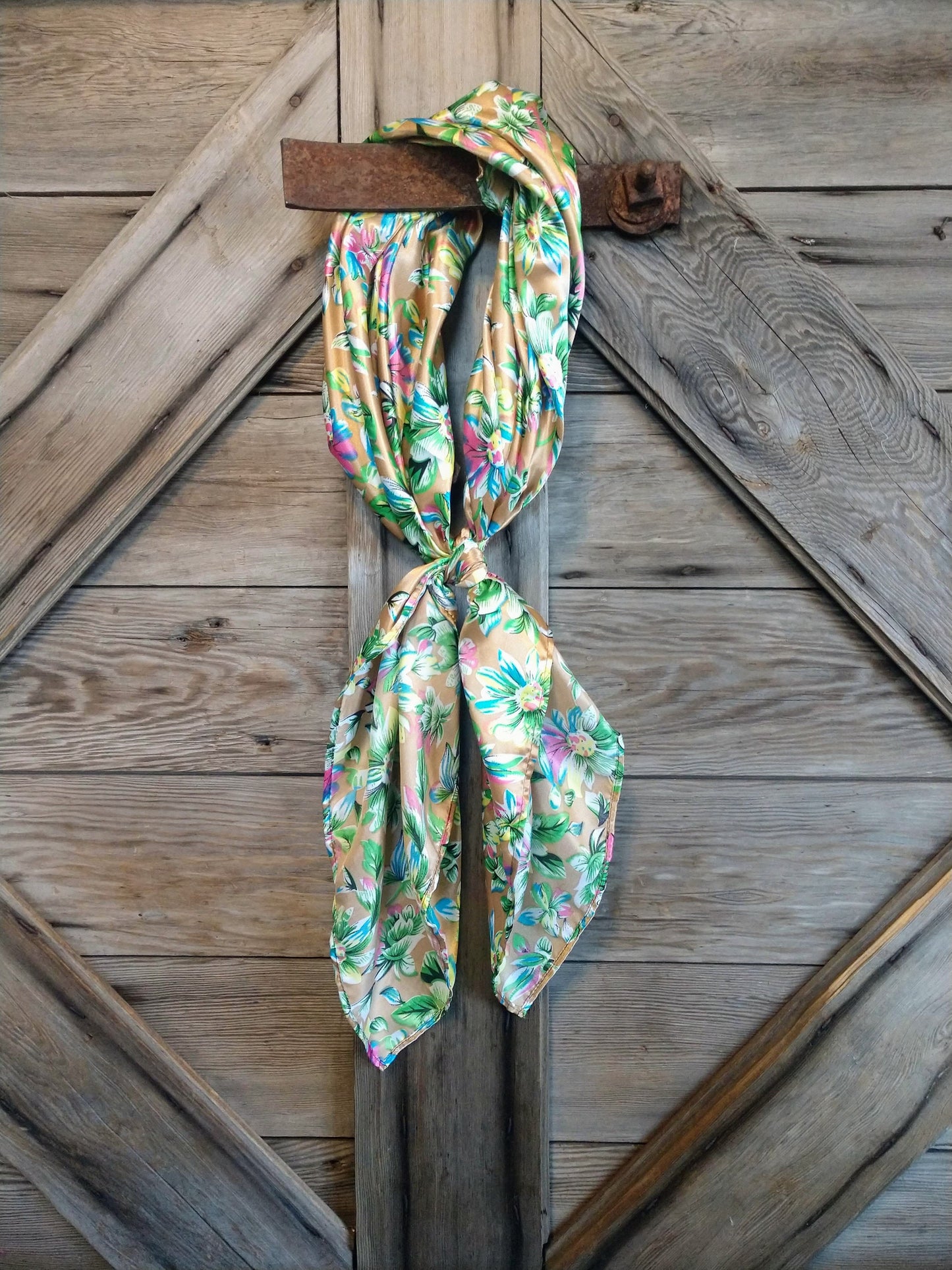 Wild Rag Khaki Wild Daisy Floral Cowboy Western Neck Scarf Bandanna by Double B Wild Rags