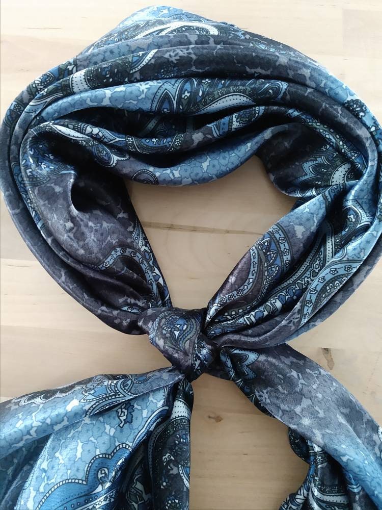 Wild Rag PAISLEY 109 Denim Blue Paisley Cowboy Western Neck Scarf Bandanna by Double B Wild Rags