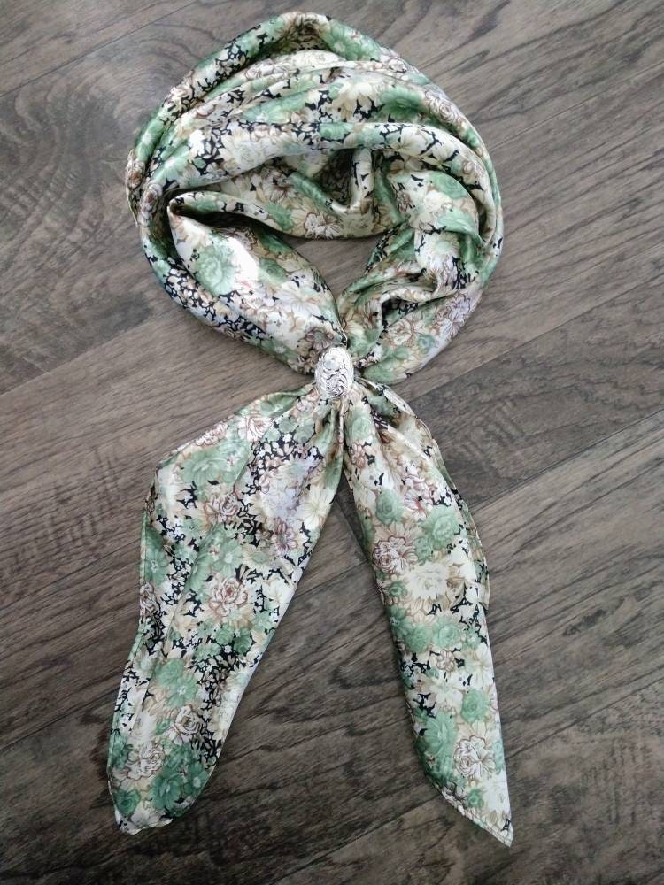 Wild Rag Sage Green Vintage Floral Print Cowboy Western Neck Scarf Neckerchief Bandanna by Double B Wild Rags