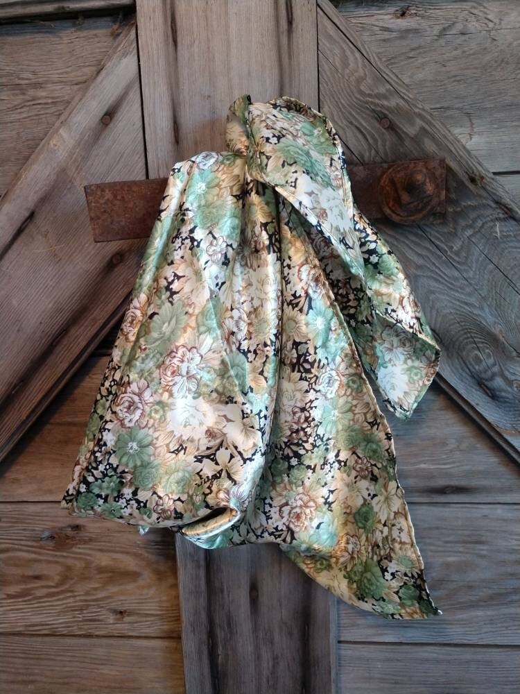 Wild Rag Sage Green Vintage Floral Print Cowboy Western Neck Scarf Neckerchief Bandanna by Double B Wild Rags