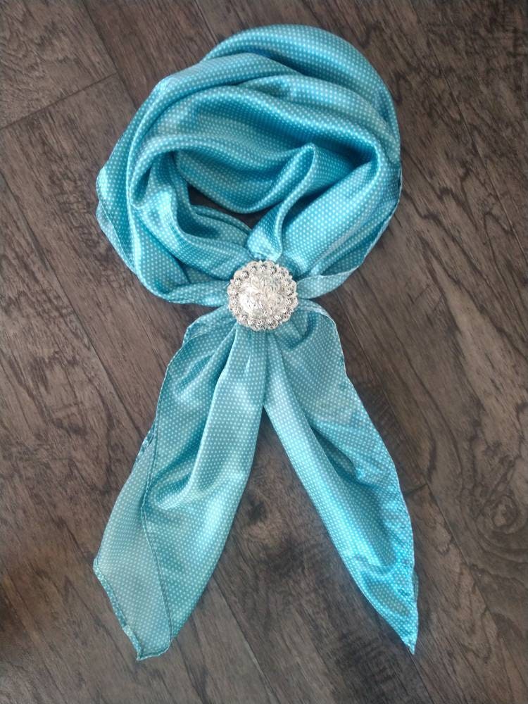 Wild Rag Tiny Pin Polka Dot Light Turquoise Cowboy Western Neck Scarf Bandanna by Double B Wild Rags