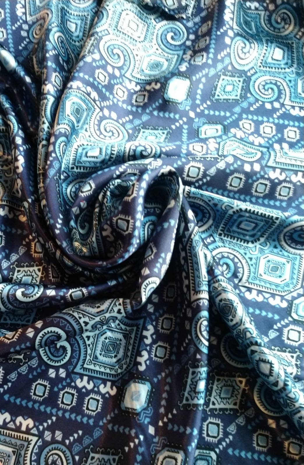 Wild Rag Blue and Silver Mayan Aztec Tribal Print Western Cowboy Neck Scarf Bandana by Double B Wild Rags
