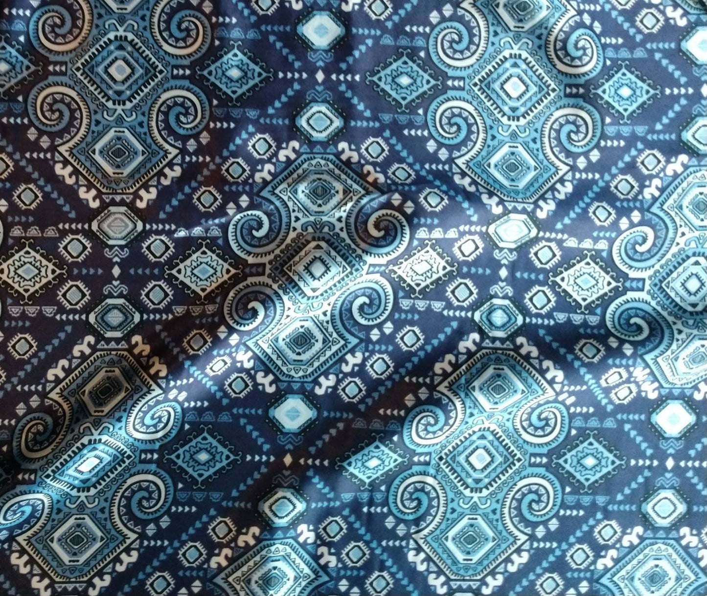 Wild Rag Blue and Silver Mayan Aztec Tribal Print Western Cowboy Neck Scarf Bandana by Double B Wild Rags