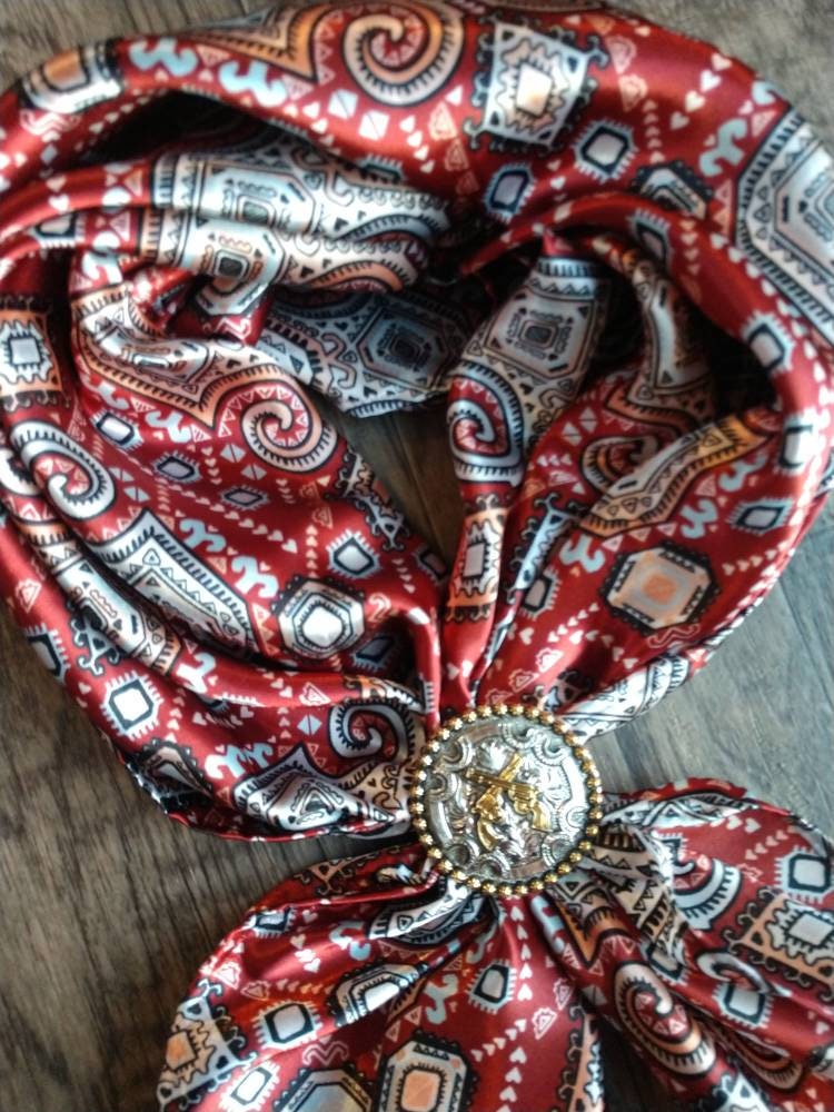 Wild Rag AZTEC 911 Red Mayan Tribal Print Western Cowboy Neck Scarf Bandana by Double B Wild Rags