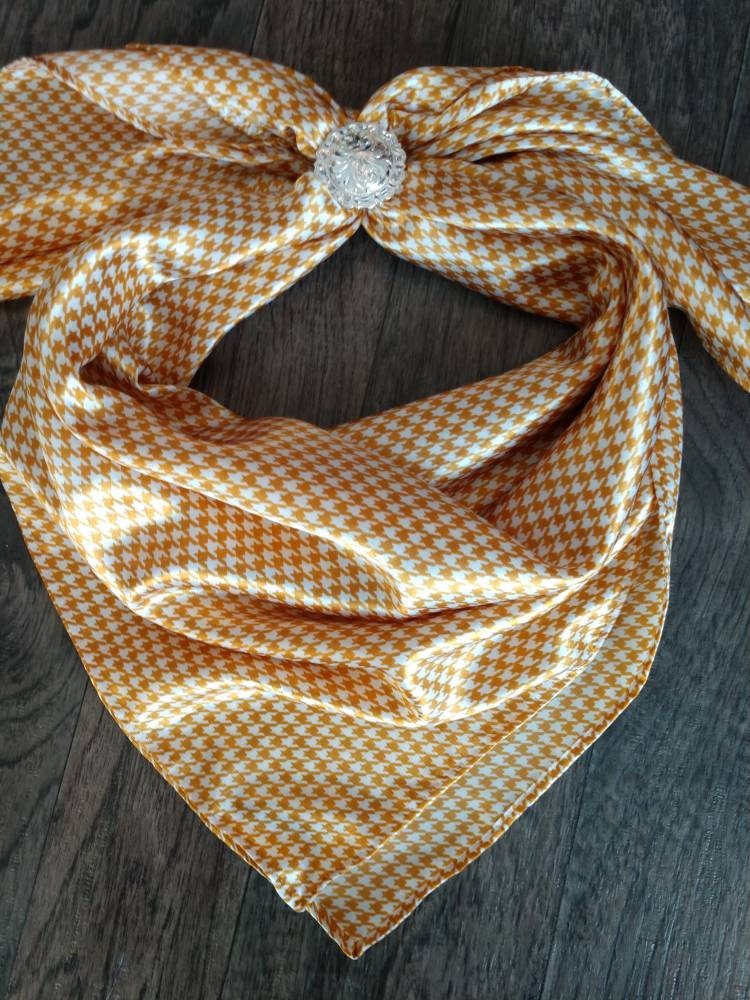 Wild Rag Mustard Yellow and White Gingham Houndstooth Cowboy Western Neck Scarf Bandanna by Double B Wild Rags