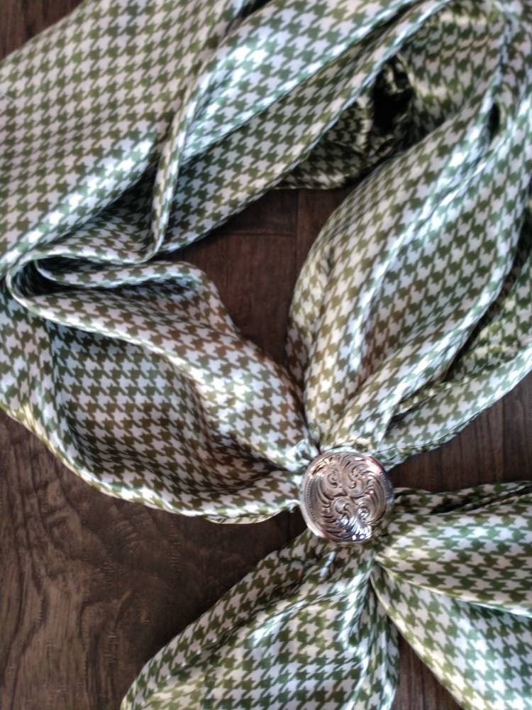 Wild Rag Dark Sage Green and White Gingham Houndstooth Cowboy Western Neck Scarf Bandanna by Double B Wild Rags