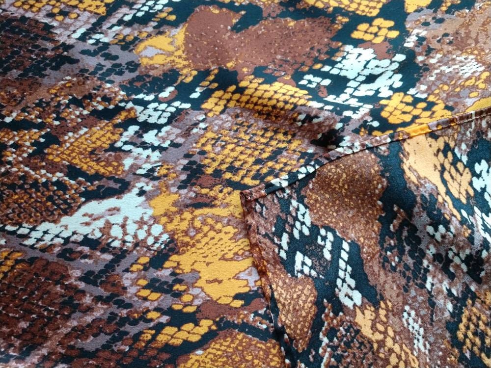 Wild Rag Deep Gold and Brown African Snakeskin Cowboy Western Neck Scarf Bandanna by Double B Wild Rags