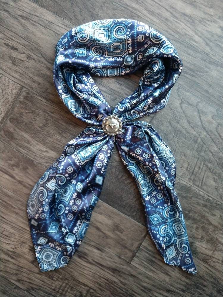 Wild Rag Blue and Silver Mayan Aztec Tribal Print Western Cowboy Neck Scarf Bandana by Double B Wild Rags
