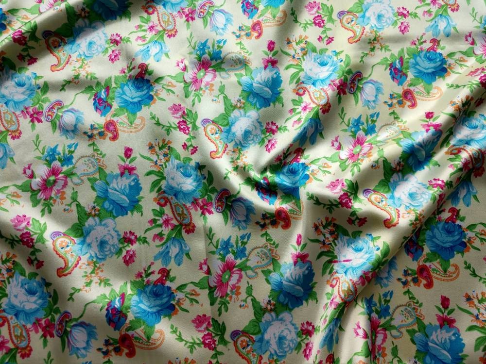Wild Rag Pink, Blue, and Green Paisley Floral Cowboy Western Neck Scarf Bandanna by Double B Wild Rags