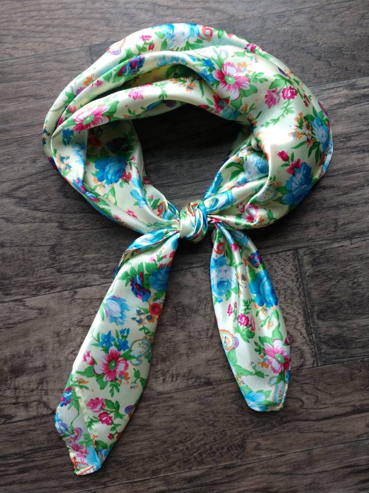 Wild Rag Pink, Blue, and Green Paisley Floral Cowboy Western Neck Scarf Bandanna by Double B Wild Rags