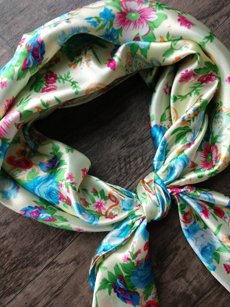 Wild Rag Pink, Blue, and Green Paisley Floral Cowboy Western Neck Scarf Bandanna by Double B Wild Rags