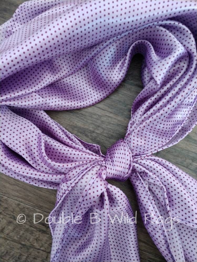 Wild Rag Lilac purple with purple Tiny Polka Dot Cowboy Western Neck Scarf Bandanna by Double B Wild Rags