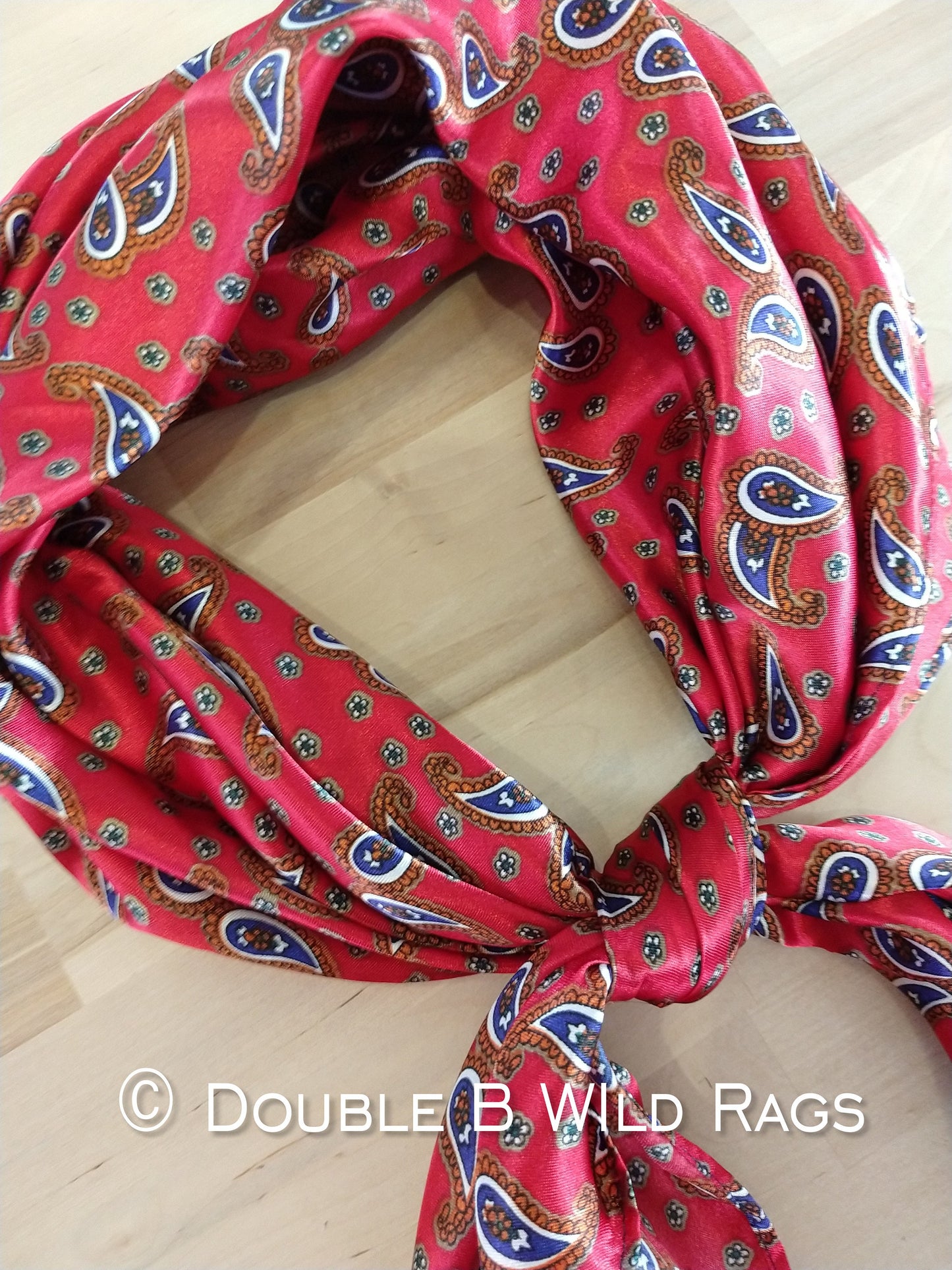 WILD RAG PAISLEY 130 Red, Navy Blue, and Copper Paisley western neck scarf bandanna by Double B Wild Rags