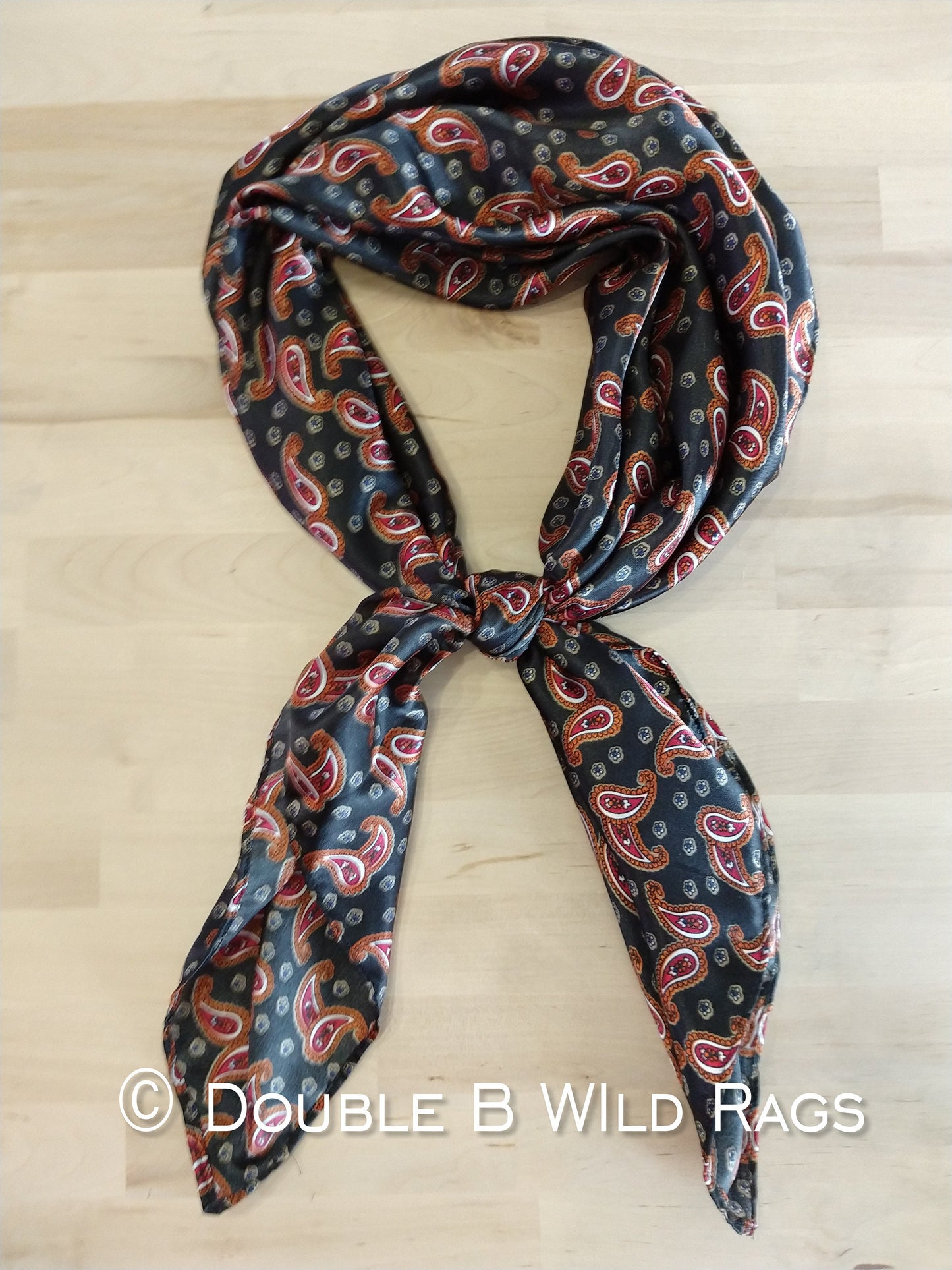 WILD RAG PAISLEY 102 Black, Burgundy, and Copper western neck scarf bandanna by Double B Wild Rags