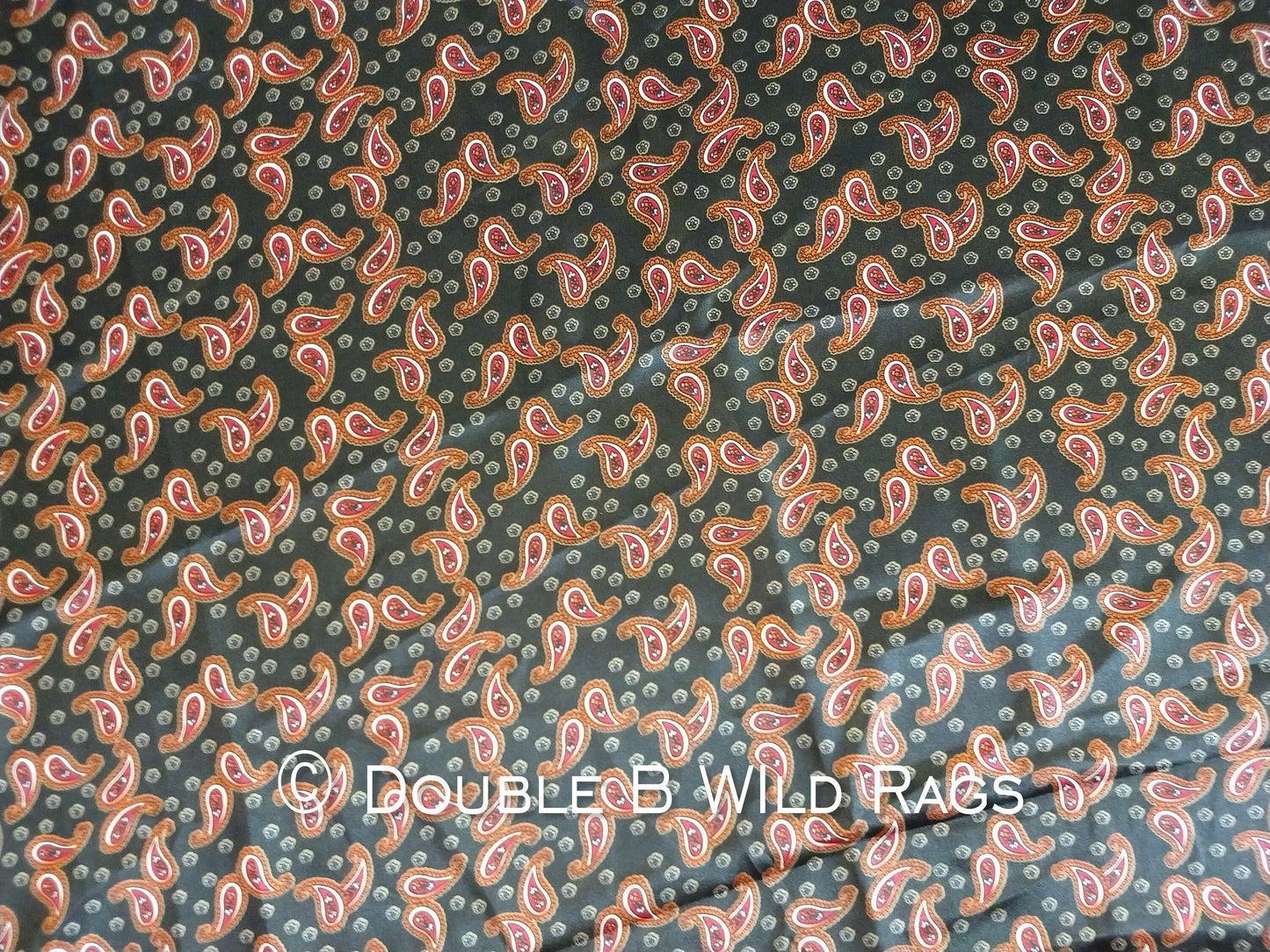 WILD RAG PAISLEY 102 Black, Burgundy, and Copper western neck scarf bandanna by Double B Wild Rags