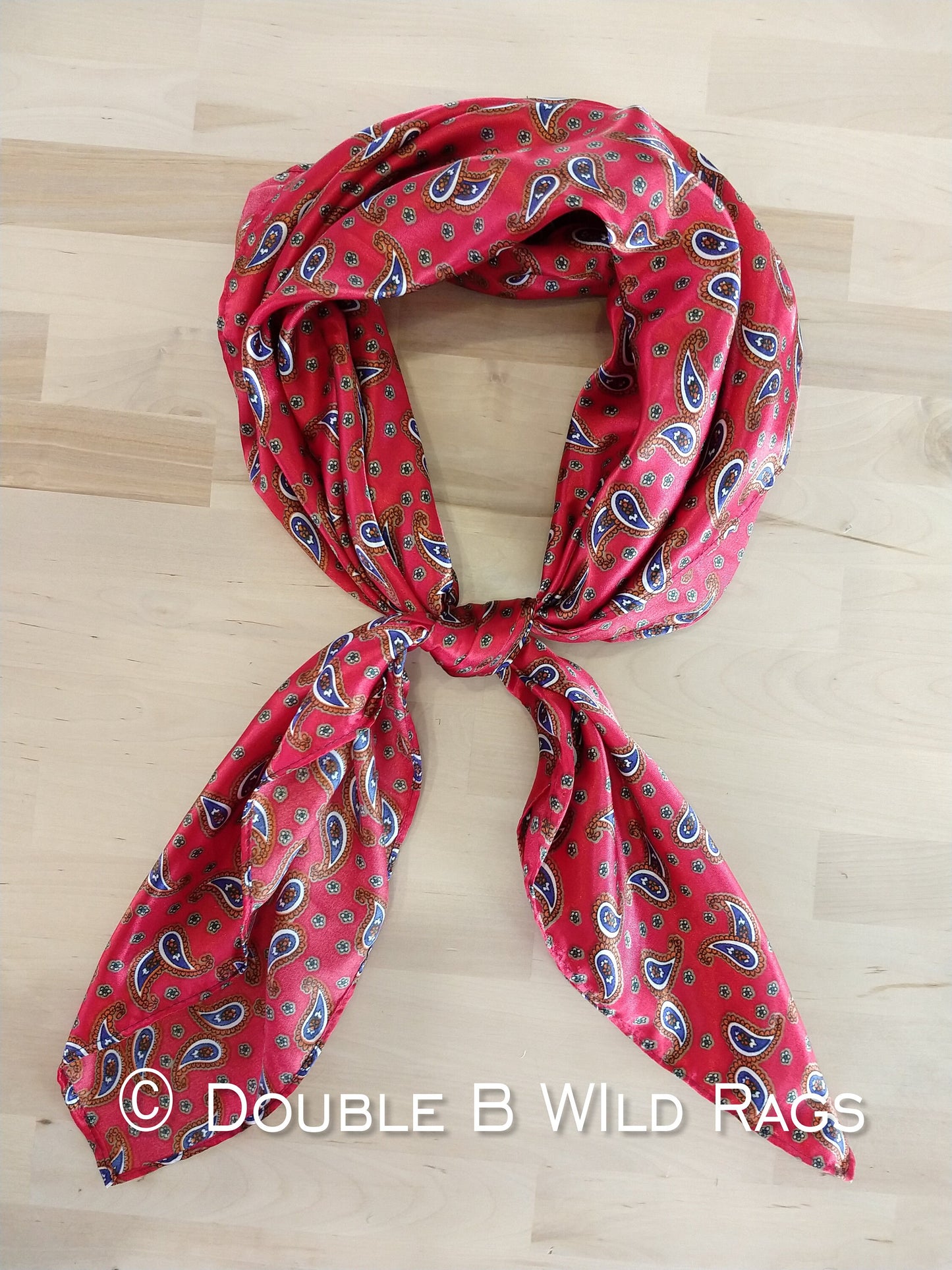 WILD RAG PAISLEY 130 Red, Navy Blue, and Copper Paisley western neck scarf bandanna by Double B Wild Rags