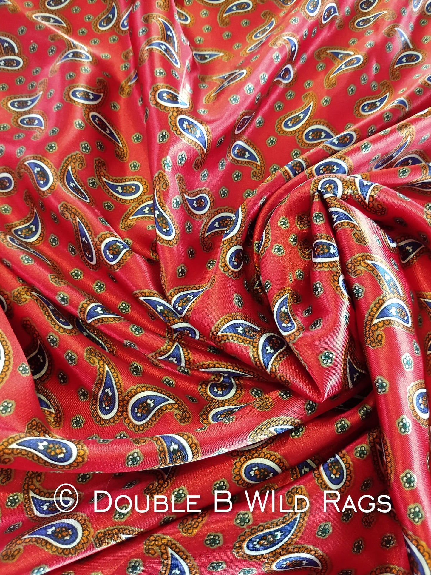 WILD RAG PAISLEY 130 Red, Navy Blue, and Copper Paisley western neck scarf bandanna by Double B Wild Rags