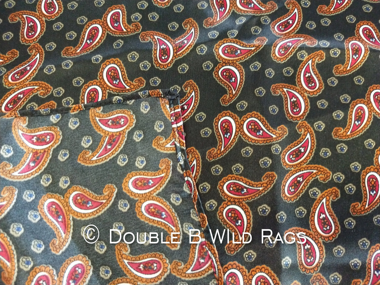 WILD RAG PAISLEY 102 Black, Burgundy, and Copper western neck scarf bandanna by Double B Wild Rags