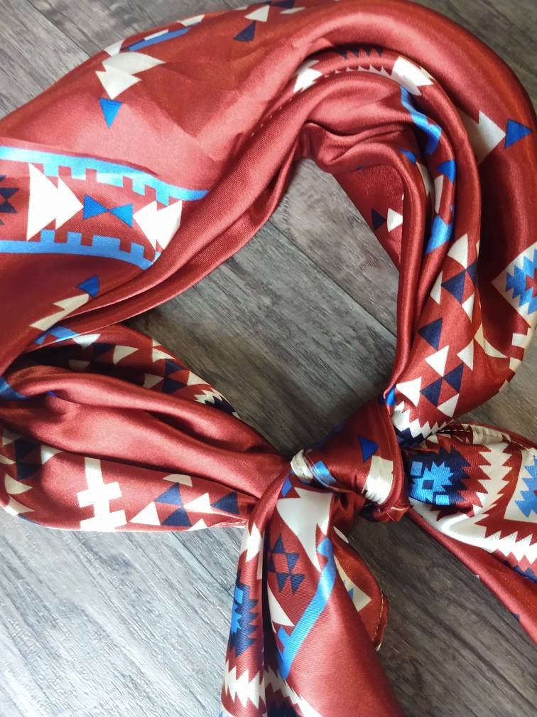 Wild Rag Rusty Orange Red Southwest Aztec Paisley Western Cowboy Neck Scarf Bandana by Double B Wild Rags