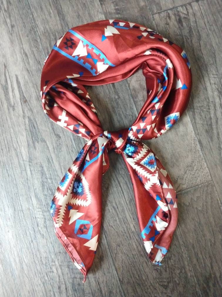 Wild Rag Rusty Orange Red Southwest Aztec Paisley Western Cowboy Neck Scarf Bandana by Double B Wild Rags