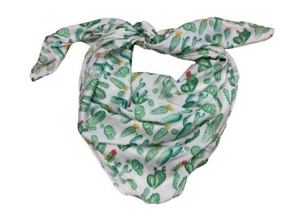 WILD RAG White with Green cactus and red and yellow flowers Cowboy Western Neck Scarf Bandanna by Double B Wild Rags