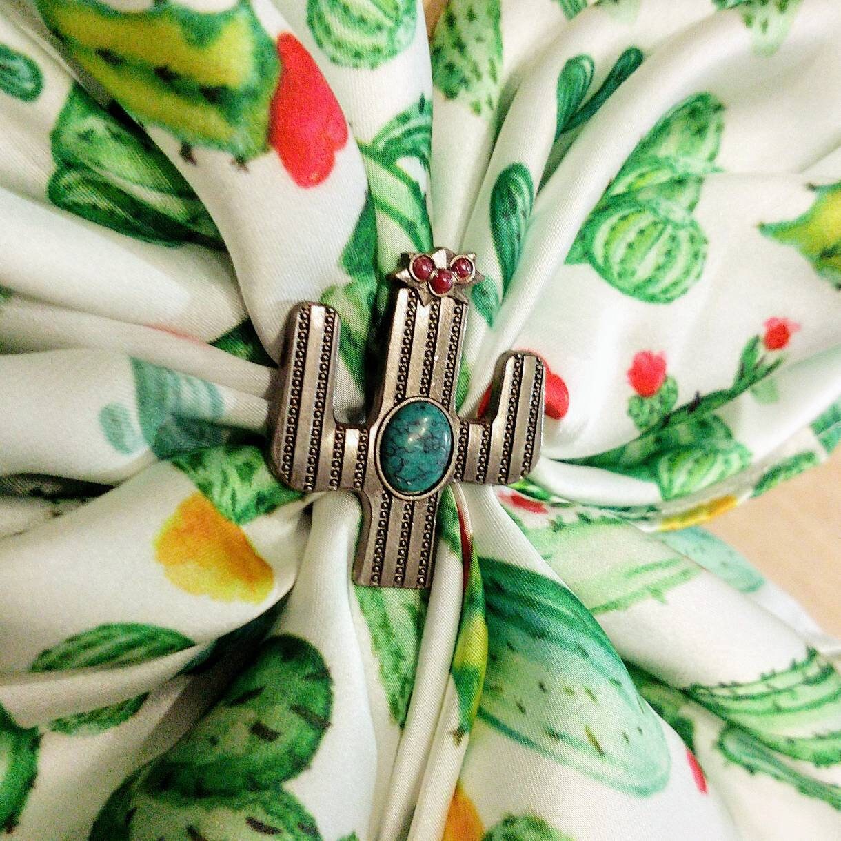 Wild Rag SLIDE 508 Slide 1.5" Cactus w/ stone or silhouette Concho Scarf Slide