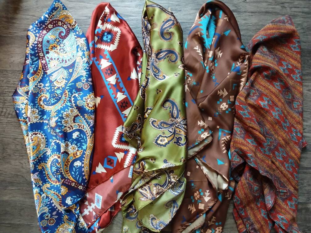 Wild Rag Rusty Orange Red Southwest Aztec Paisley Western Cowboy Neck Scarf Bandana by Double B Wild Rags