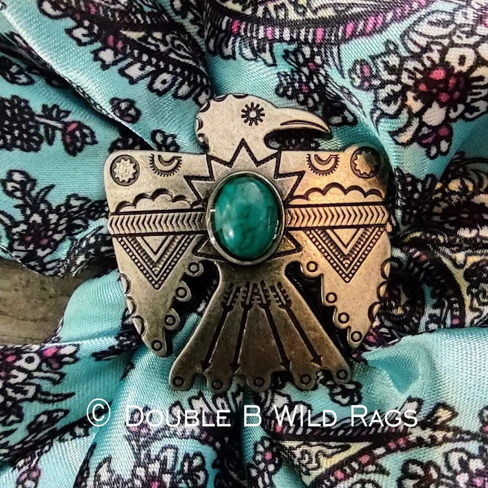 Wild Rag SLIDE 507 Thunderbird Concho Copper or Antique Silver Scarf Slide from Double B Wild Rags