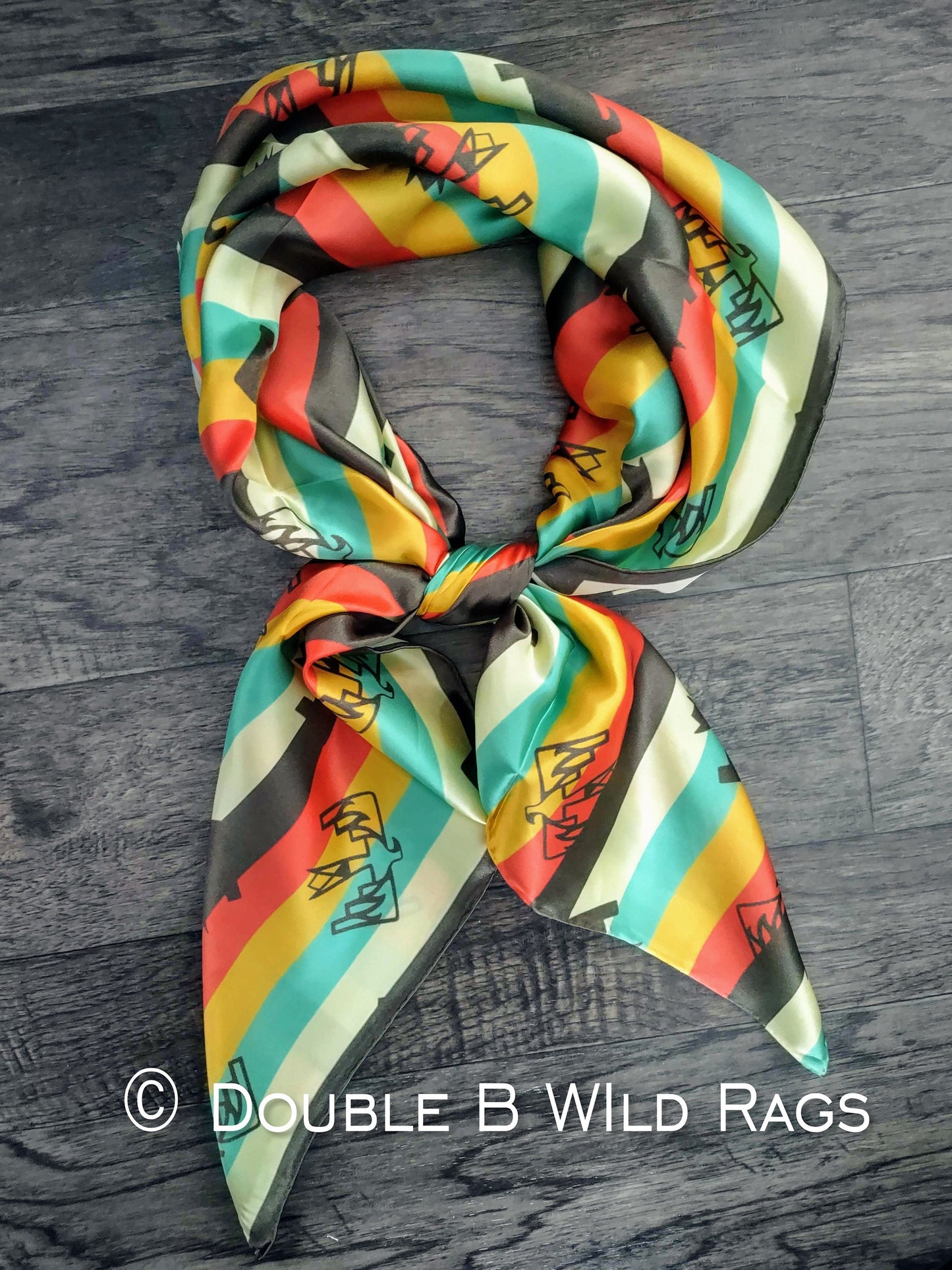 Wild Rag 100% SILK 805 Thunderbird Retro Serape Stripe Cowboy Western Neck Scarf Bandanna by Double B Wild Rags