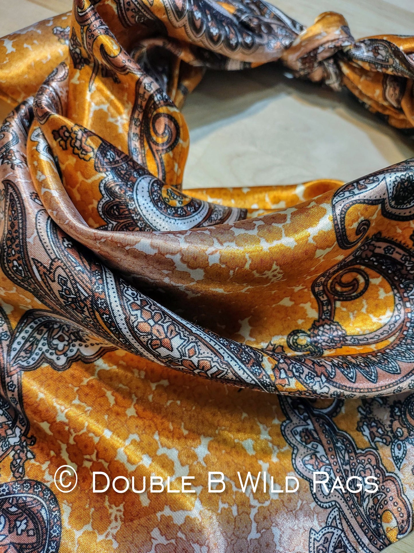 Wild Rag PAISLEY 121 Mustard Gold and Brown Cowboy Buckaroo Western Neck Scarf Bandanna by Double B Wild Rags