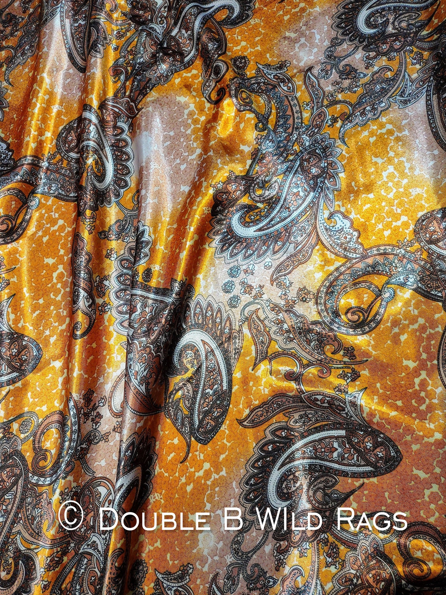 Wild Rag PAISLEY 121 Mustard Gold and Brown Cowboy Buckaroo Western Neck Scarf Bandanna by Double B Wild Rags