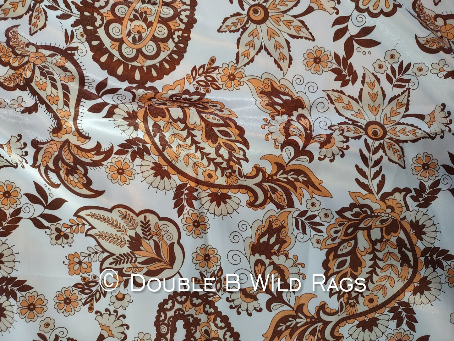 WILD RAG PAISLEY 119 Vintage White, Brown, and Dark Gold Western Cowboy Neck Scarf Bandana by Double B Wild Rags