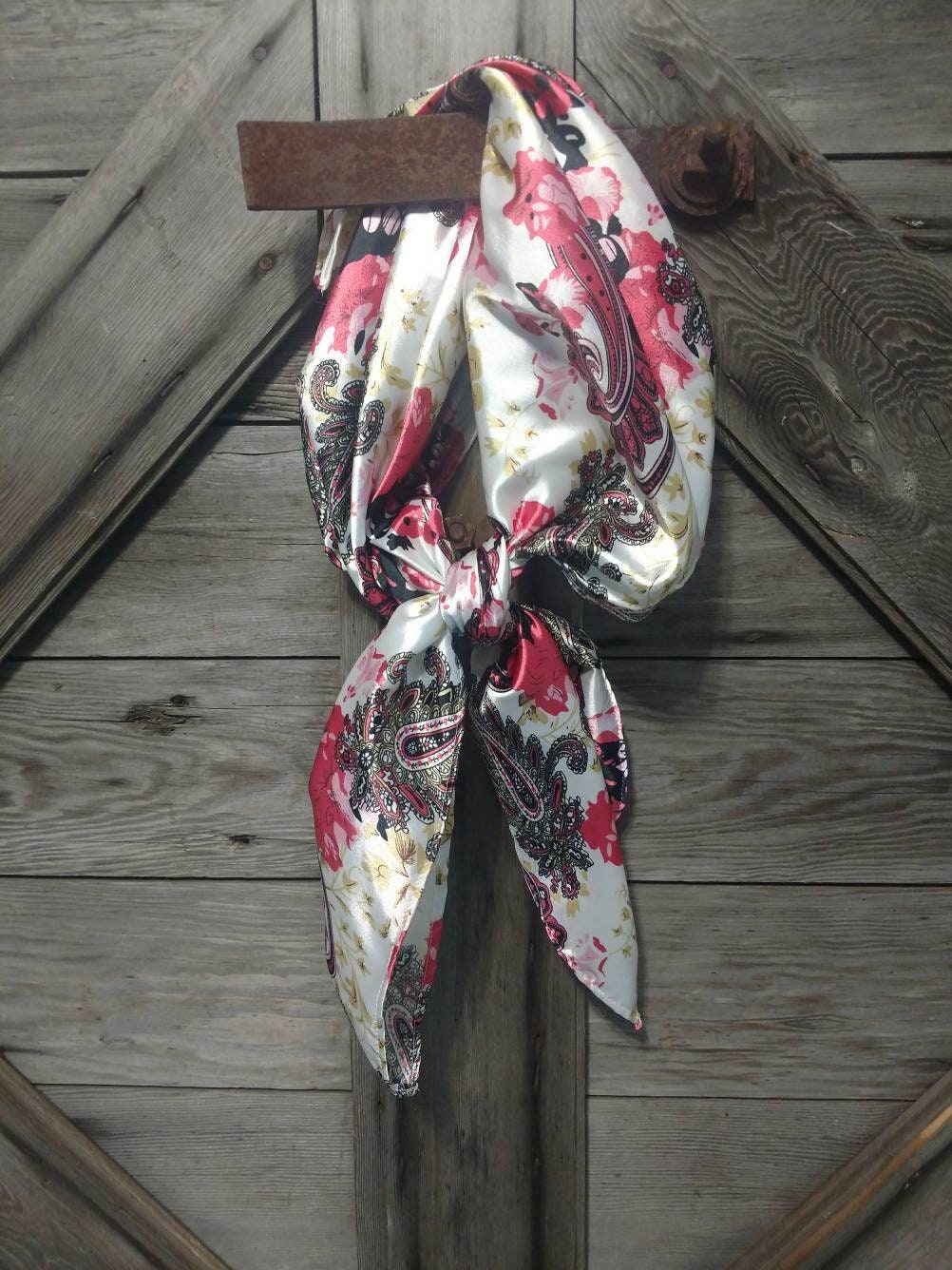 Wild Rag PAISLEY 114 Wine Red and Ivory Floral Cowboy Western Neck Scarf Bandanna by Double B Wild Rags