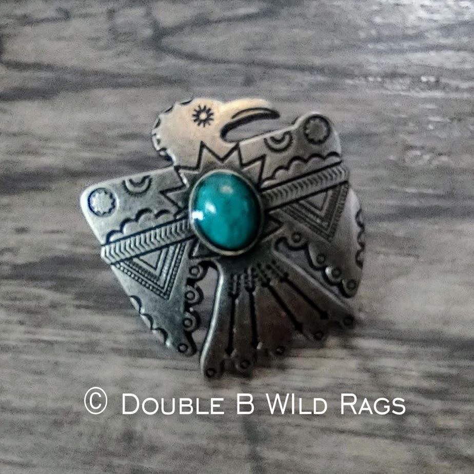 Wild Rag SLIDE 507 Thunderbird Concho Copper or Antique Silver Scarf Slide from Double B Wild Rags
